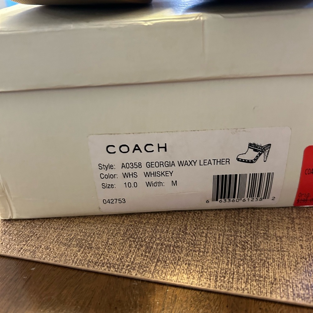 NIB Coach Brown Leather Georgia Mules with Stud Accents - Picture 7 of 10